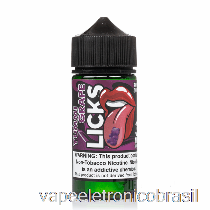 Vape Recarregável Yummi Grape - Licks Roll Upz - 100ml 0mg